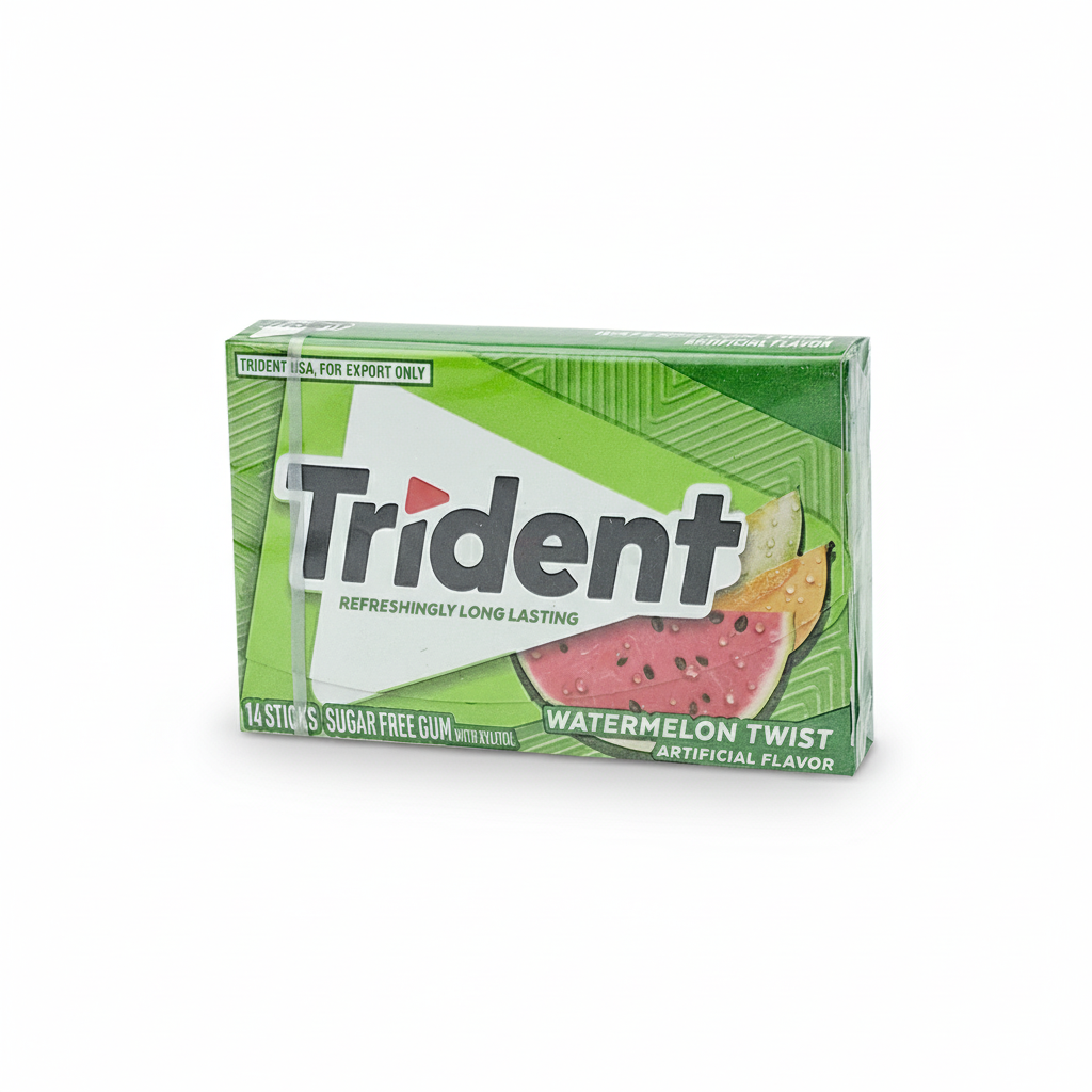 Trident Sugar Free Chewing Gum Watermelon Twist Artificial Flavor 14 Sticks