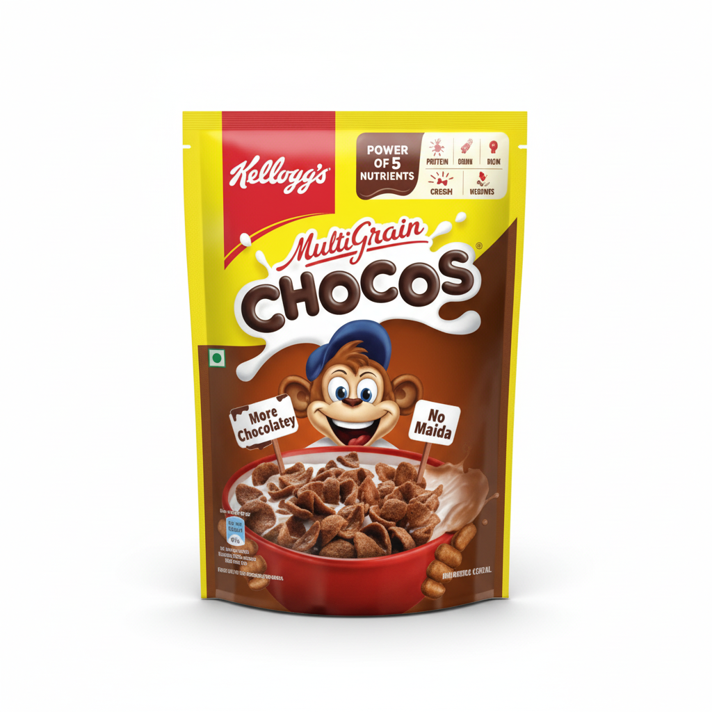 Kellogg's Chocos Chocolate Breakfast Cereal (Pouch Pack) - 385g