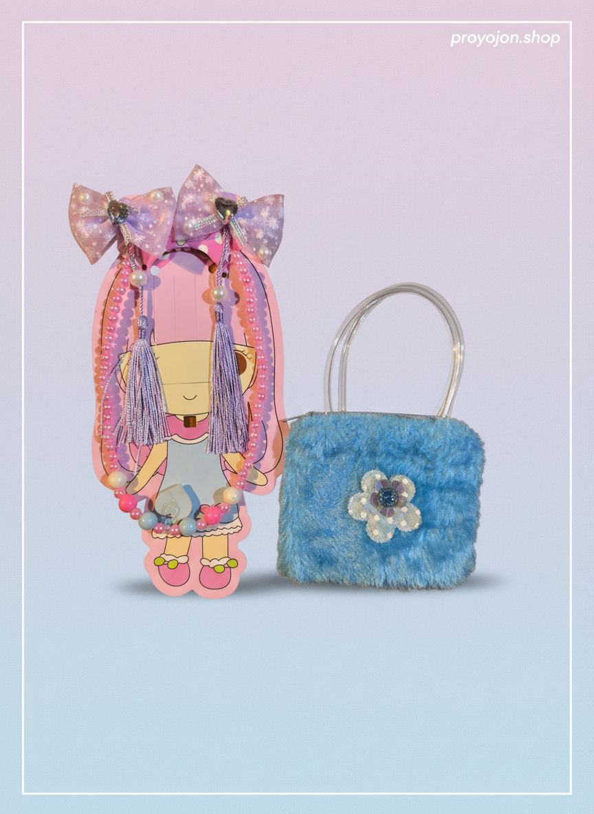 Fuzzy Purse & Jewelry Set