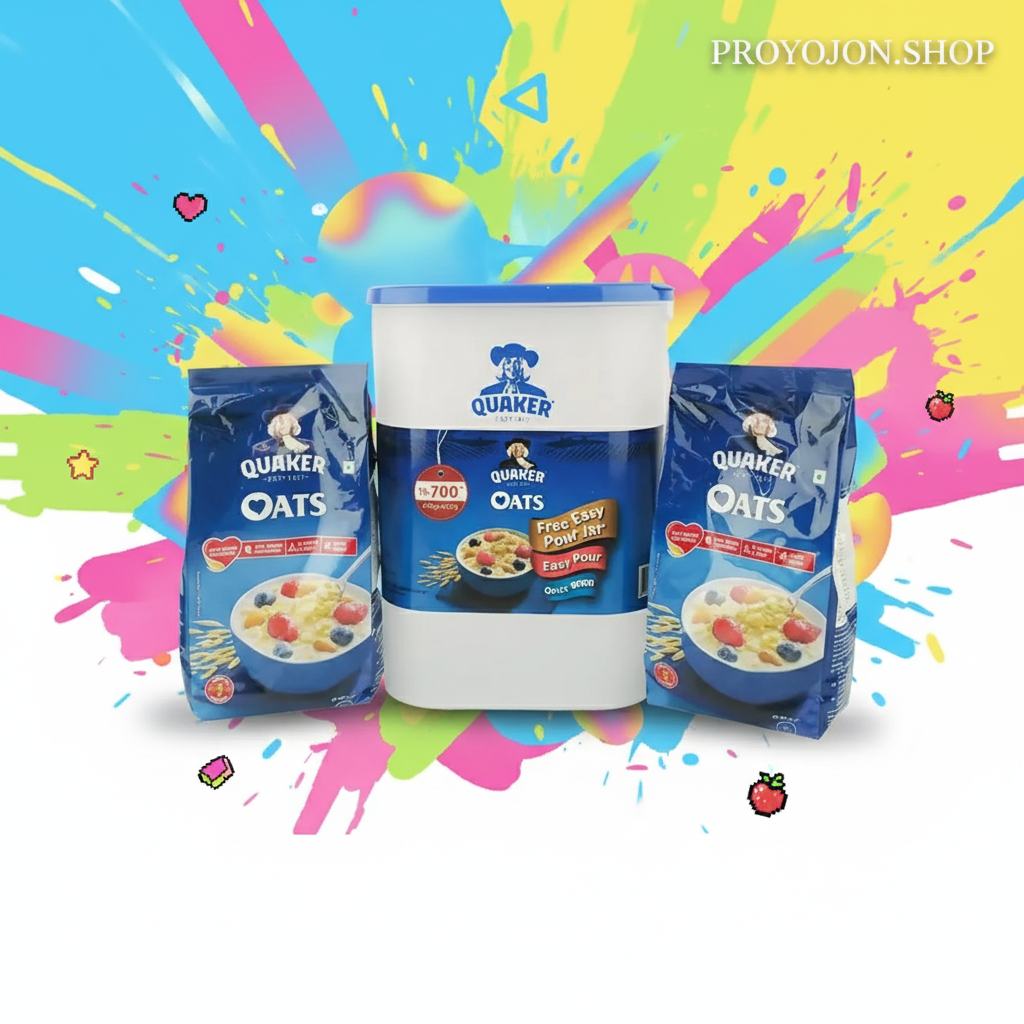 Quaker Oats 450g + 450g Jar – Premium Whole Grain Oats for Healthy Lifestyle, High Fiber & Sustained Energy